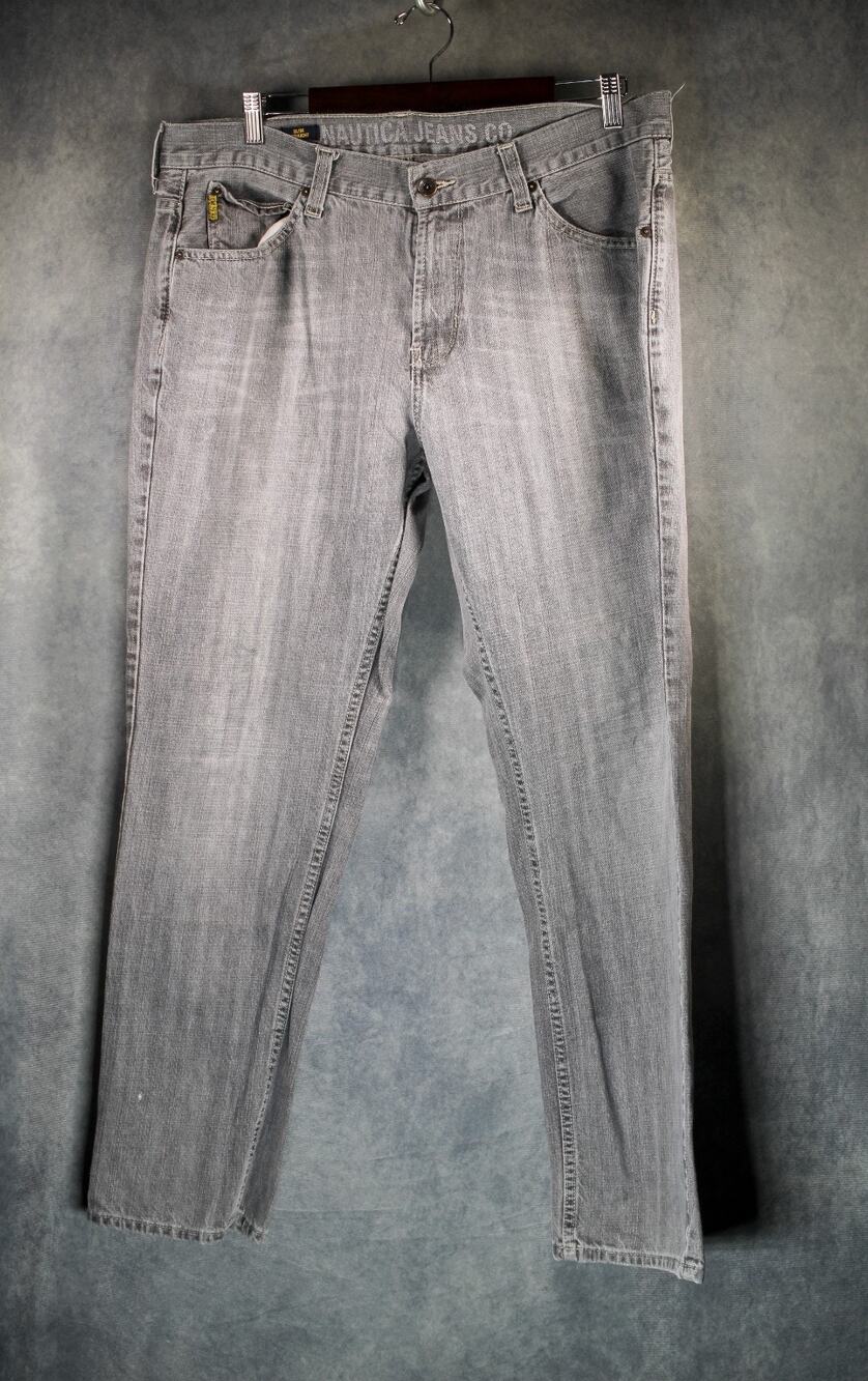 Nautica Jeans Co. Slim Straight Gray Denim Jeans Men's 36x32 Casual Pants
